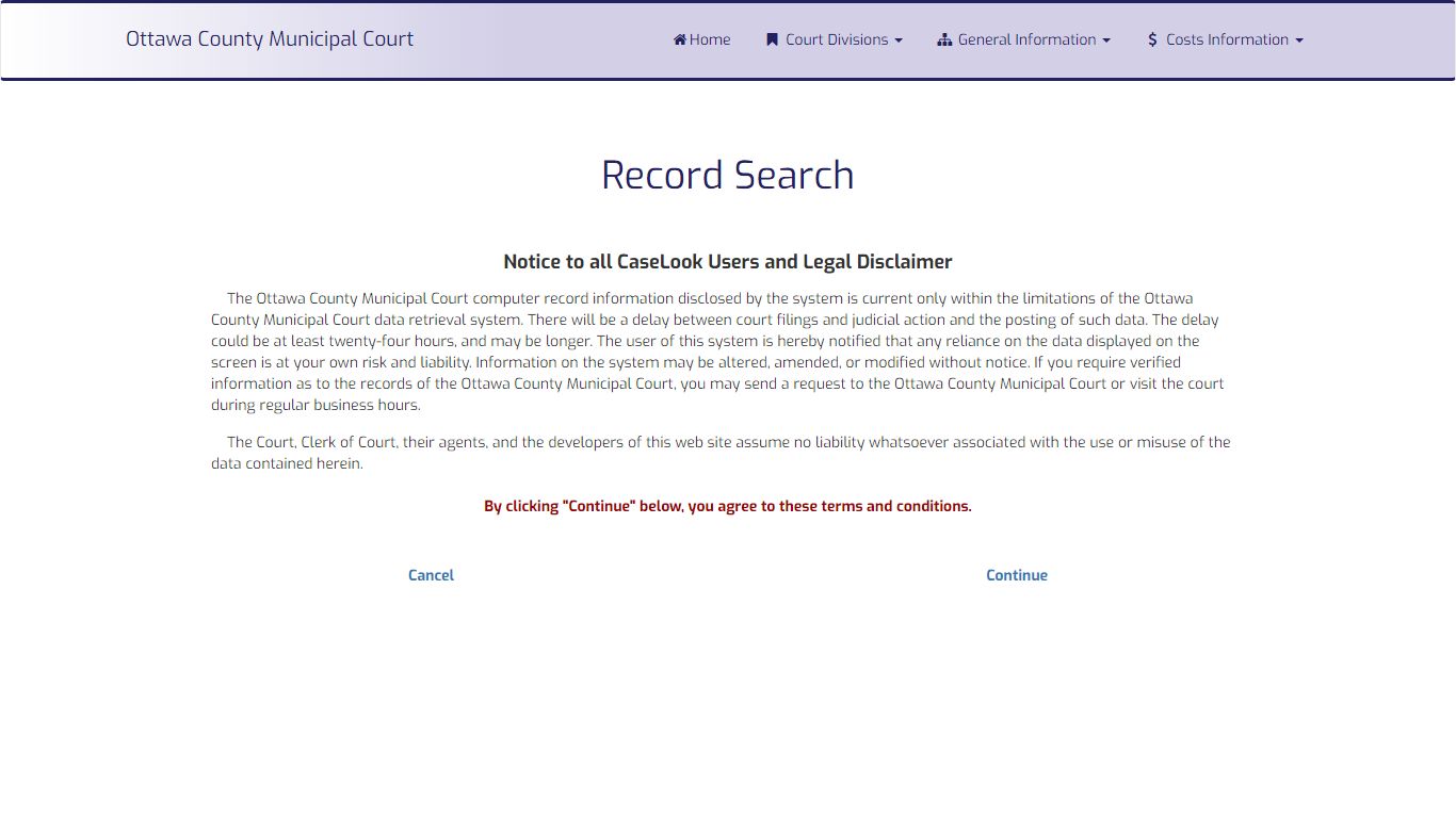 Record Search - Ottawa County Municipal Court